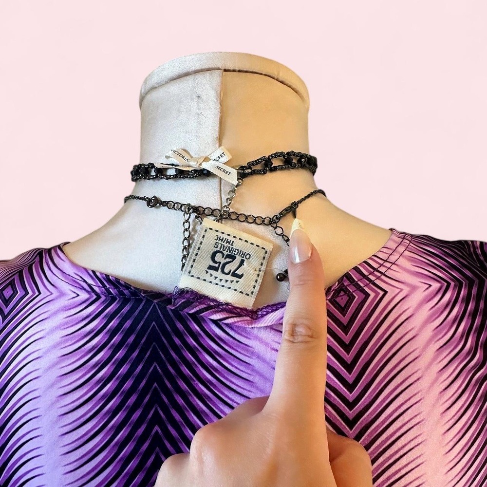 Bold purple and pink geometric print blouse - Picture 4 of 4